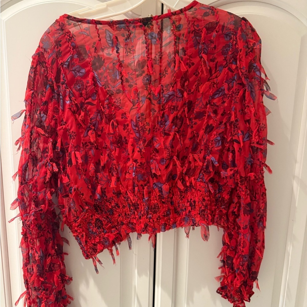 Zara Blue Blouse with Voluminous Sleeves - Picture 3 of 4